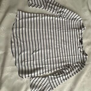 H&M White and Black Striped Blouse